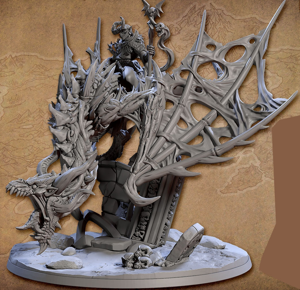 Vladvuk the Apostle of Death with Unholy Horns on Undead Wyvern with scenic base
