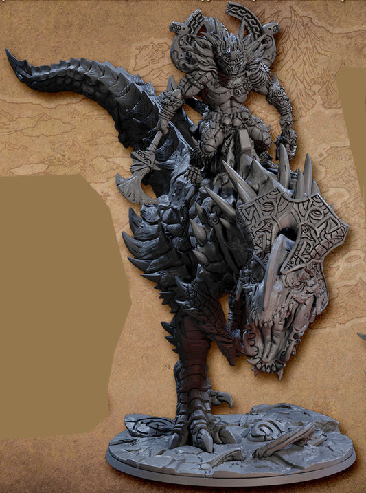 Tashokk the Great, Lizardmen King on Tyrannax with scenic base