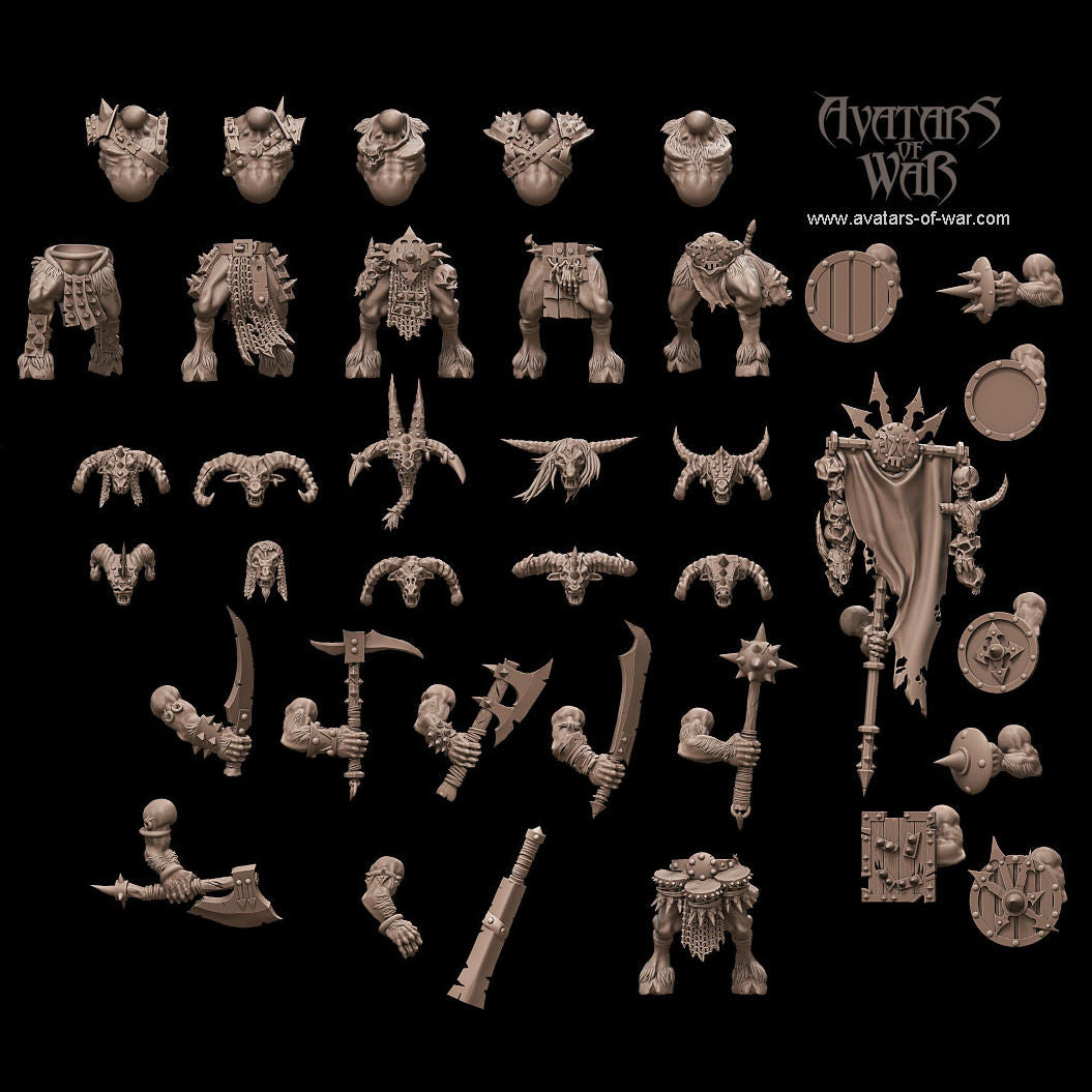 Beastmen with Weapon and Shields Multi-Part Regiment