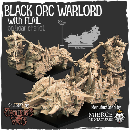 Black Orc Warlord with Flail on Boar Chariot
