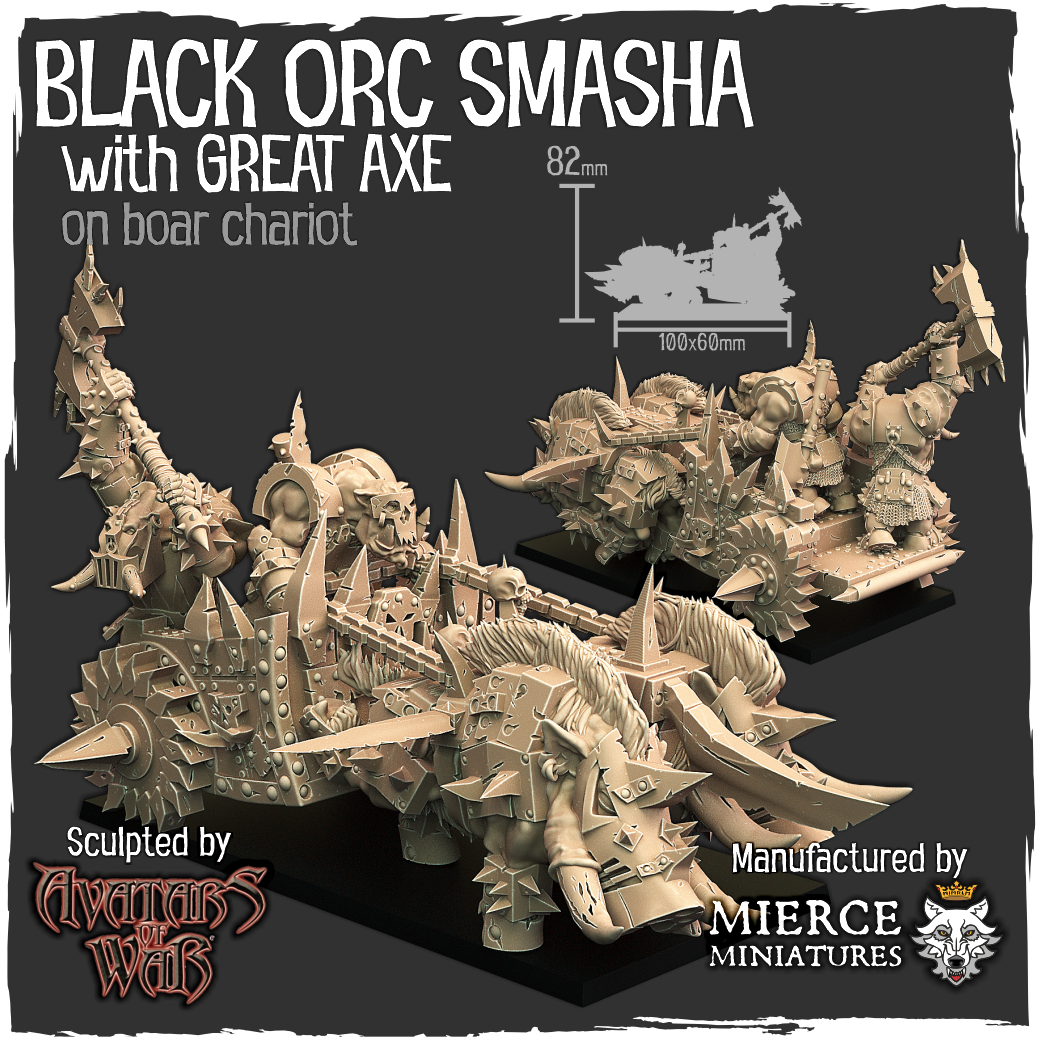 Black Orc Smasha with Great Axe on Boar Chariot