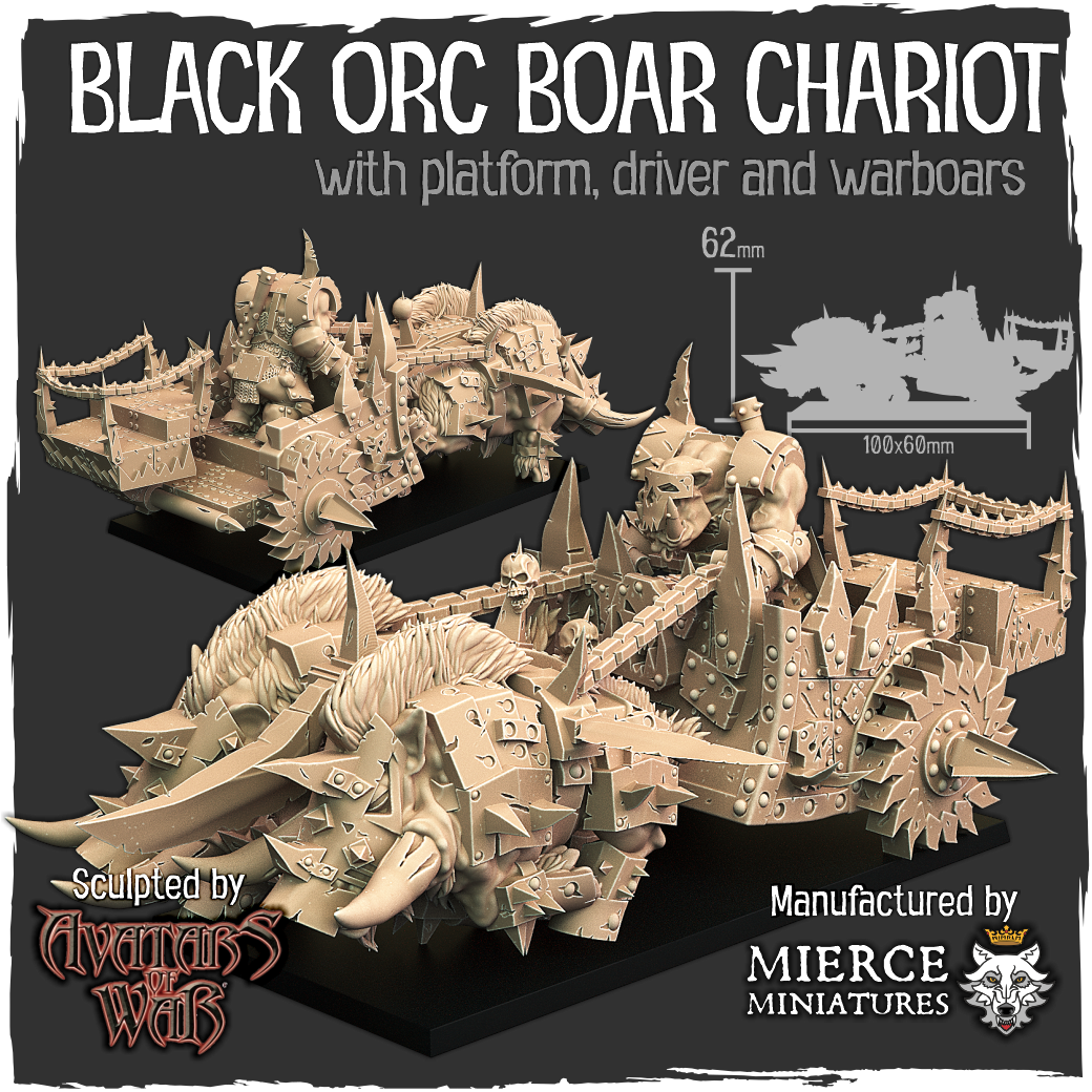 Black Orc Boar Chariot with Driver, Platform and Warboars