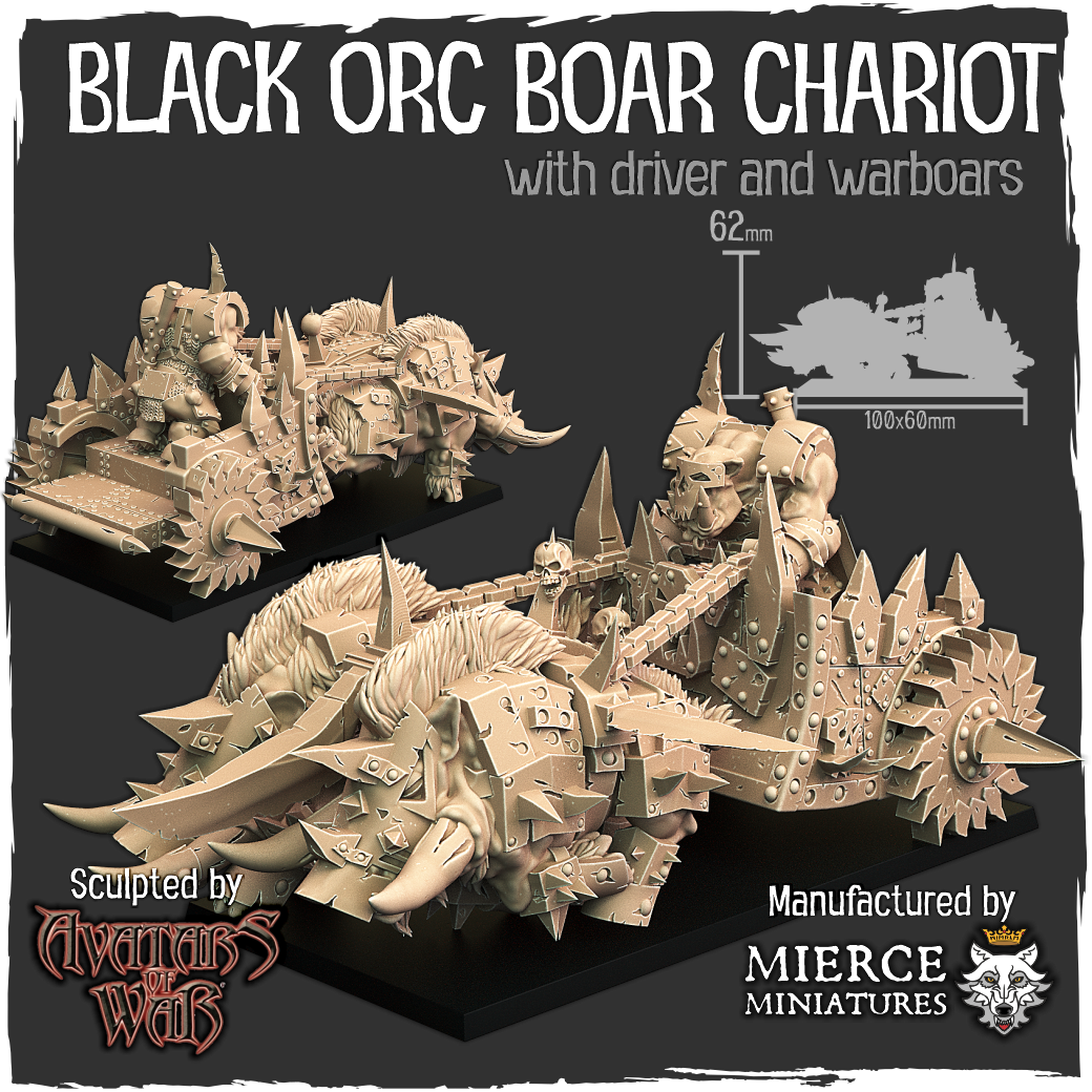 Black Orc Boar Chariot with Driver and Warboars