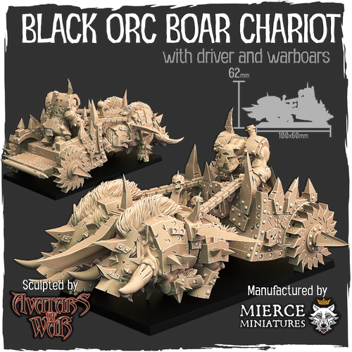 Black Orc Boar Chariot with Driver and Warboars