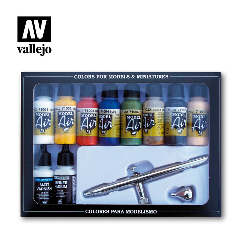 Vallejo Model Air Basic Colours and Ultra Airbrush Set