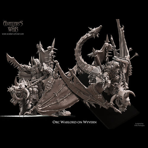 Orc Warlord on Wyvern with Axe and Shield
