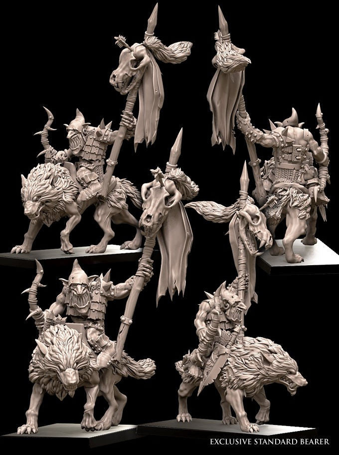 Gorvash Eye-Snippa's Banner Bearer, Goblin Standard-Bearer on Wolf