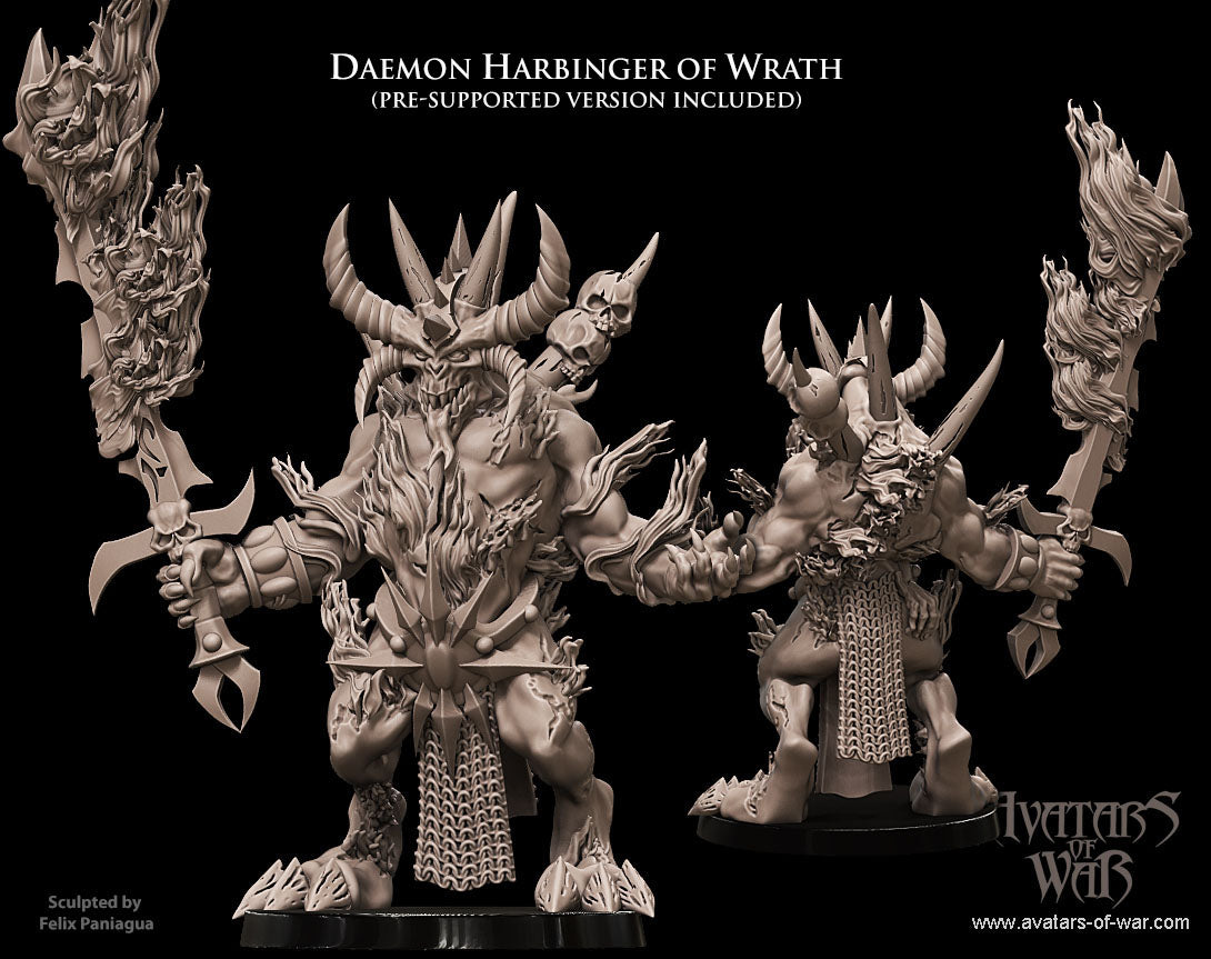 Daemons Miniatures Avatars of War - Daemons - Daemon Harbinger of Wrath with Fiery Sword ...