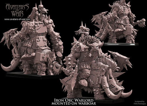 Black Orc Warlord on Boar with Two Axes