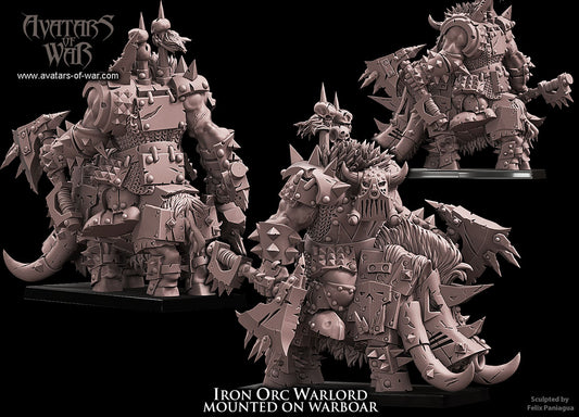 Black Orc Warlord on Boar with Two Axes