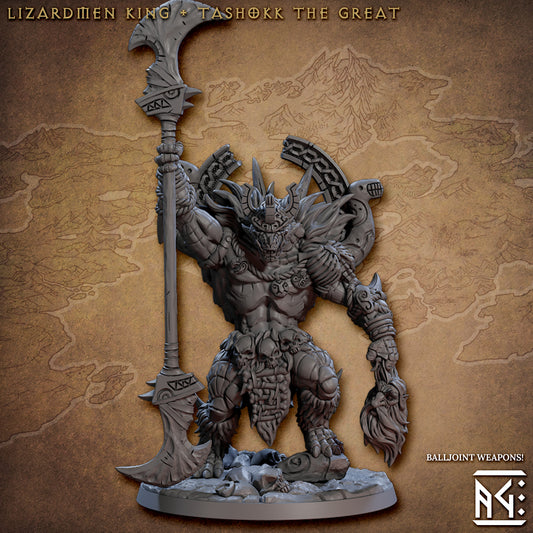 Tashokk the Great, Lizardmen King with scenic base