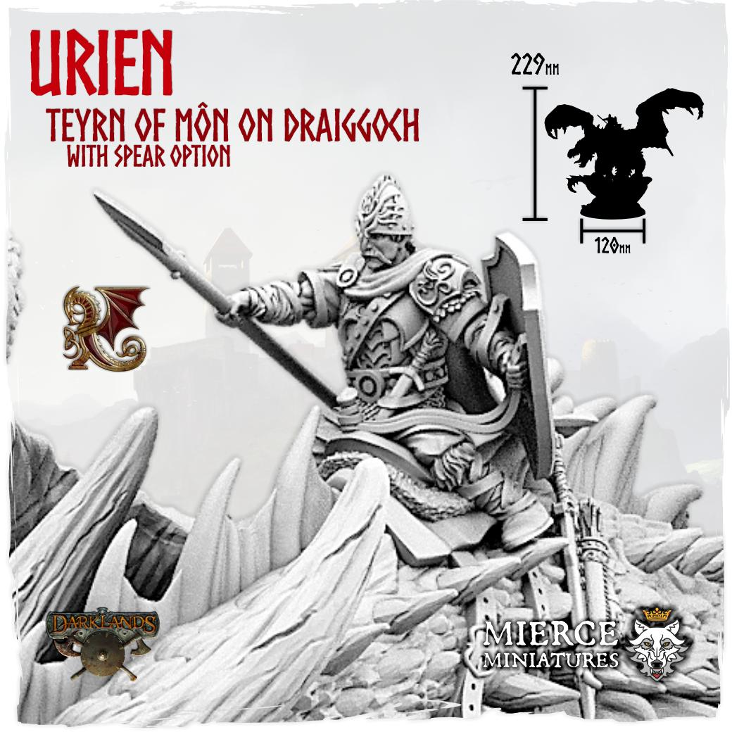 Draiggyn Urien, Teyrn of Môn on Draiggoch with spear option