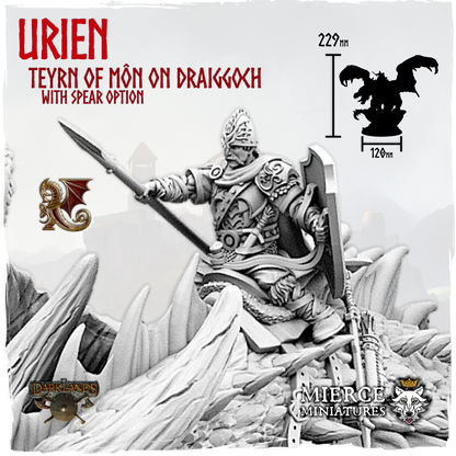 Draiggyn Urien, Teyrn of Môn on Draiggoch with spear option