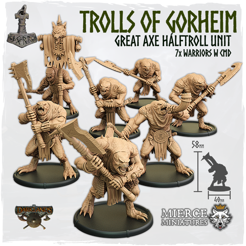 Trolls of Gorheim, Great Axe Hálftroll Unit (7x warriors w cmd)