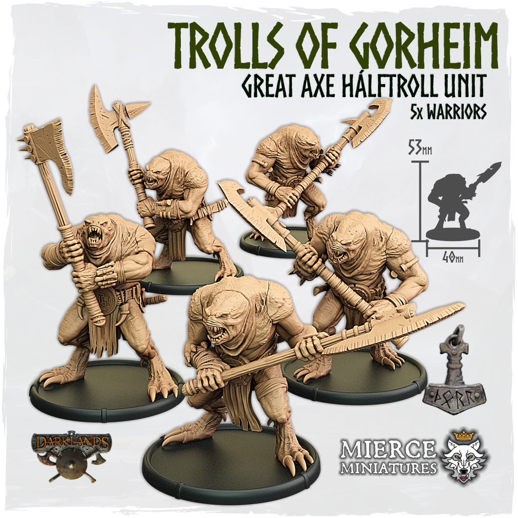 Trolls of Gorheim, Great Axe Hálftroll Unit (5x warriors)