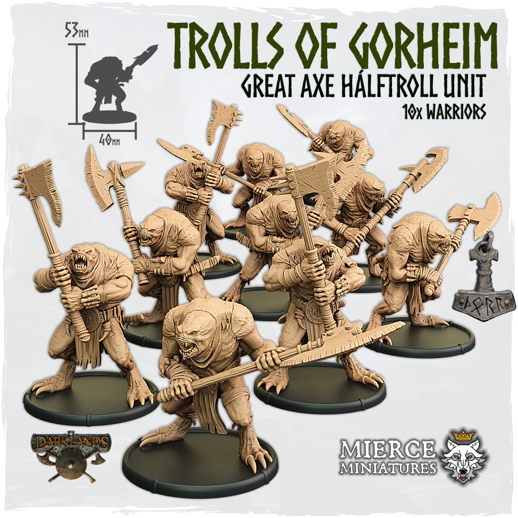 Trolls of Gorheim, Great Axe Hálftroll Unit (10x warriors)