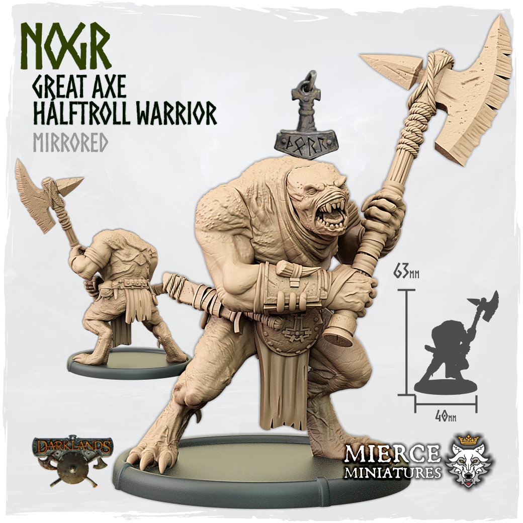 Nogr, Great Axe Hálftroll Warrior [mirrored]