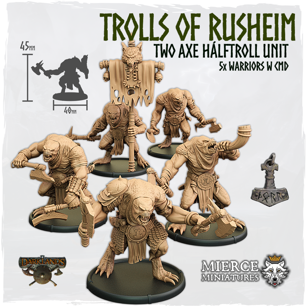 Trolls of Rusheim, Two Axe Hálftroll Unit (5x warriors w cmd)