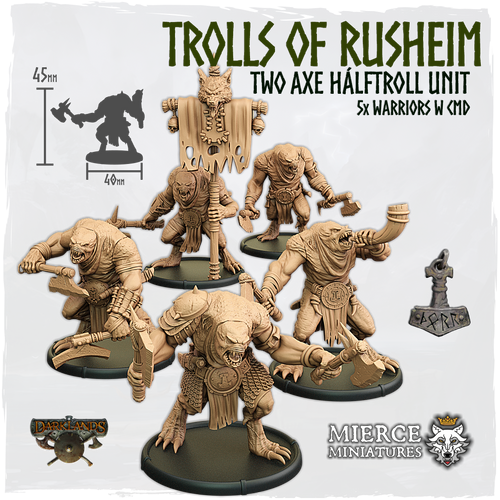 Trolls of Rusheim, Two Axe Hálftroll Unit (5x warriors w cmd)