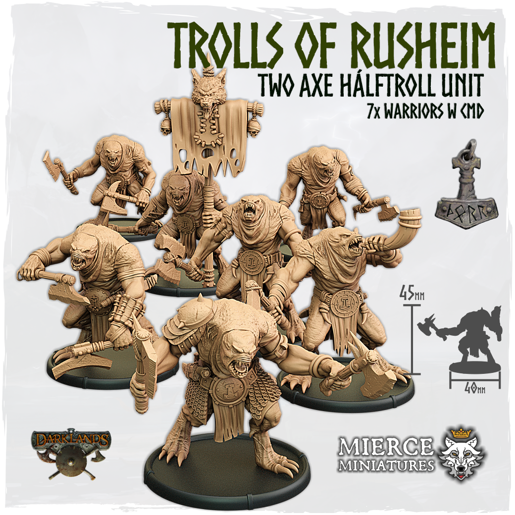 Trolls of Rusheim, Two Axe Hálftroll Unit (7x warriors w cmd)