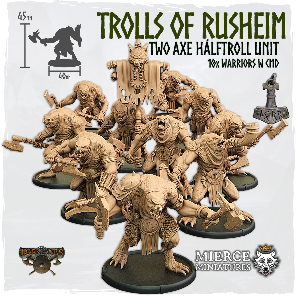 Trolls of Rusheim, Two Axe Hálftroll Unit (10x warriors w cmd)