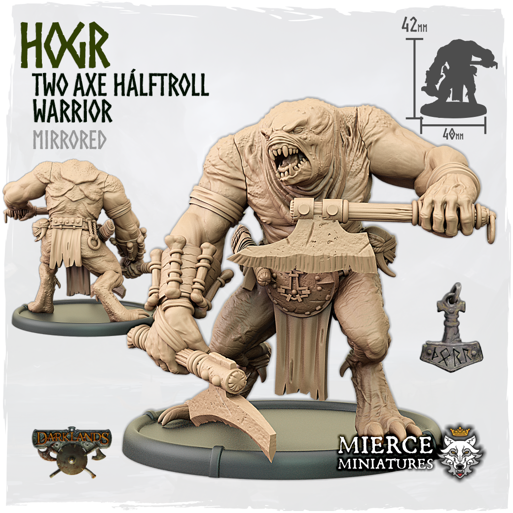 Hogr, Two Axe Hálftroll Warrior [mirrored]