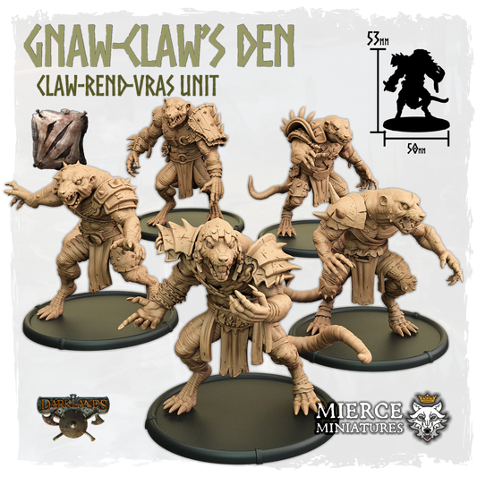 Gnaw-Claw's Den, Claw-Rend-Vras Unit (5x warriors w cmd)