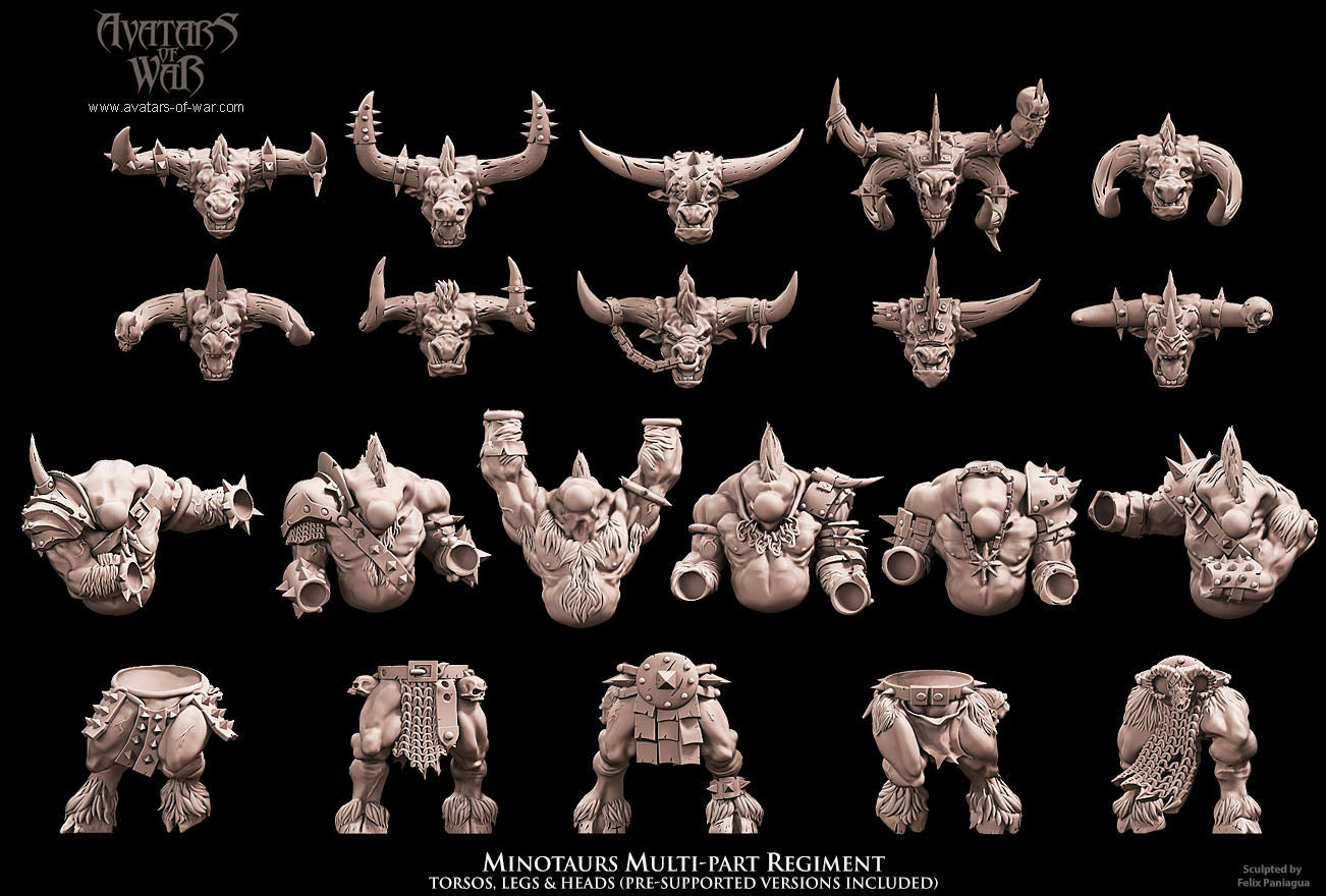 Minotaurs with Weapon and Shield Multi-Part Regiment