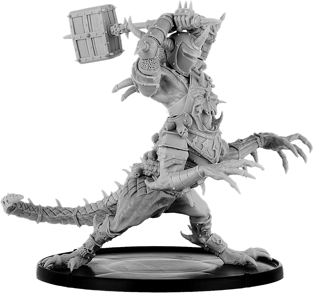 Kholukk, Ogre Drake of the Grimwald with Helmed Head and Hammer