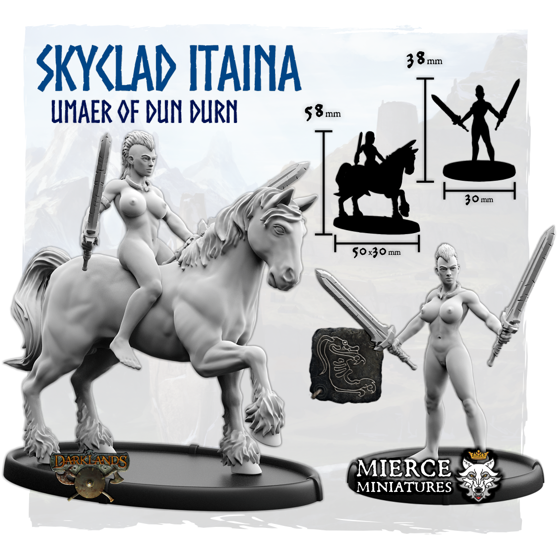 Skyclad Itaina, Umaer of Dun Durn on Foot and on Pony