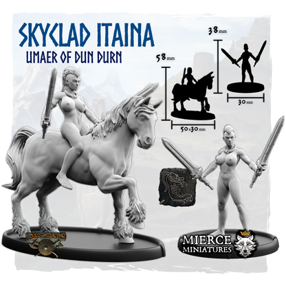 Skyclad Itaina, Umaer of Dun Durn on Foot and on Pony