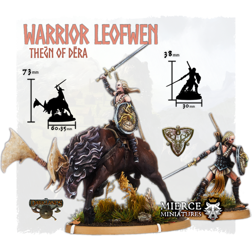 Warrior Leofwen, Theḡn of Dēra on Foot and on Great Hart