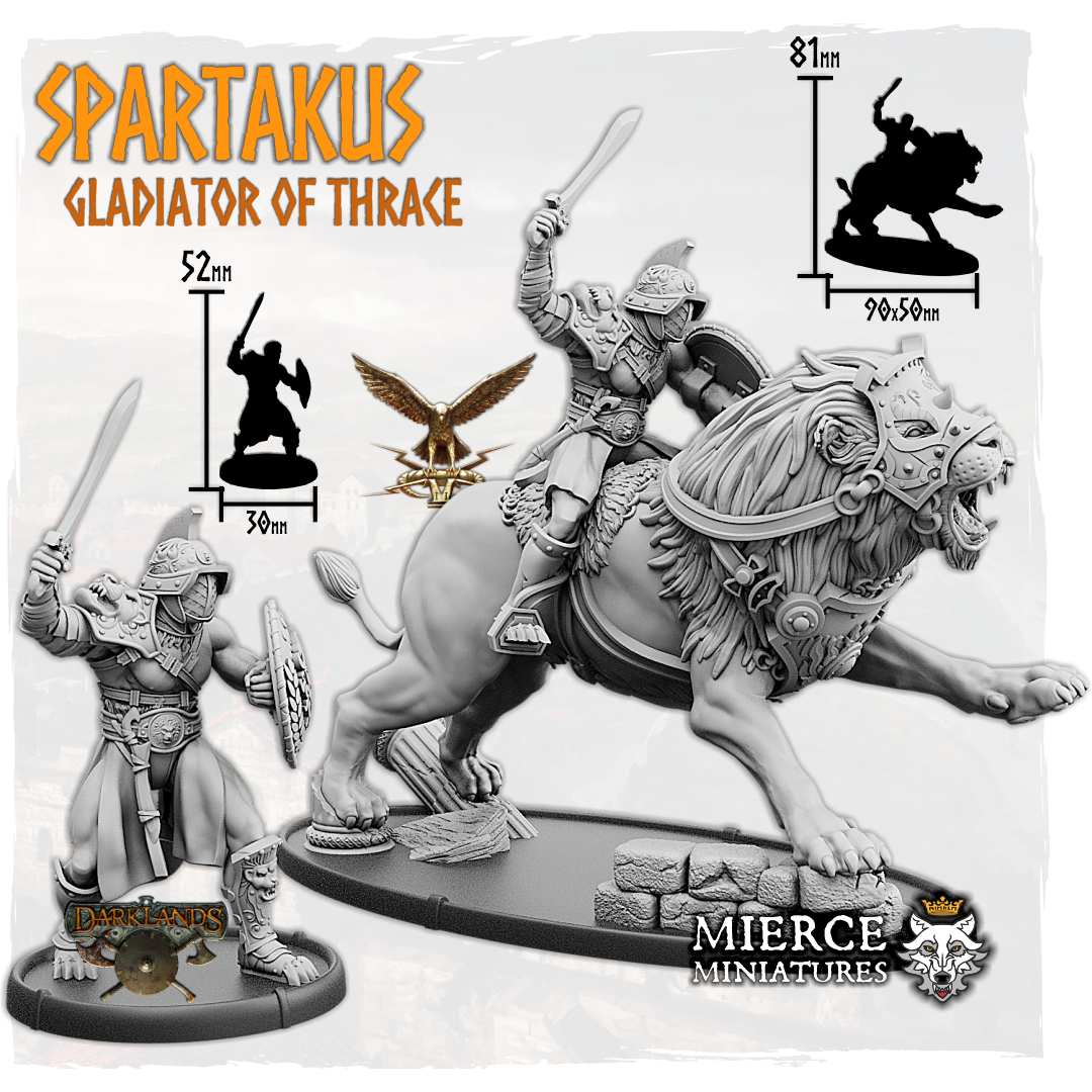 Spartakus, Gladiator of Thrace on Foot and on Leonis