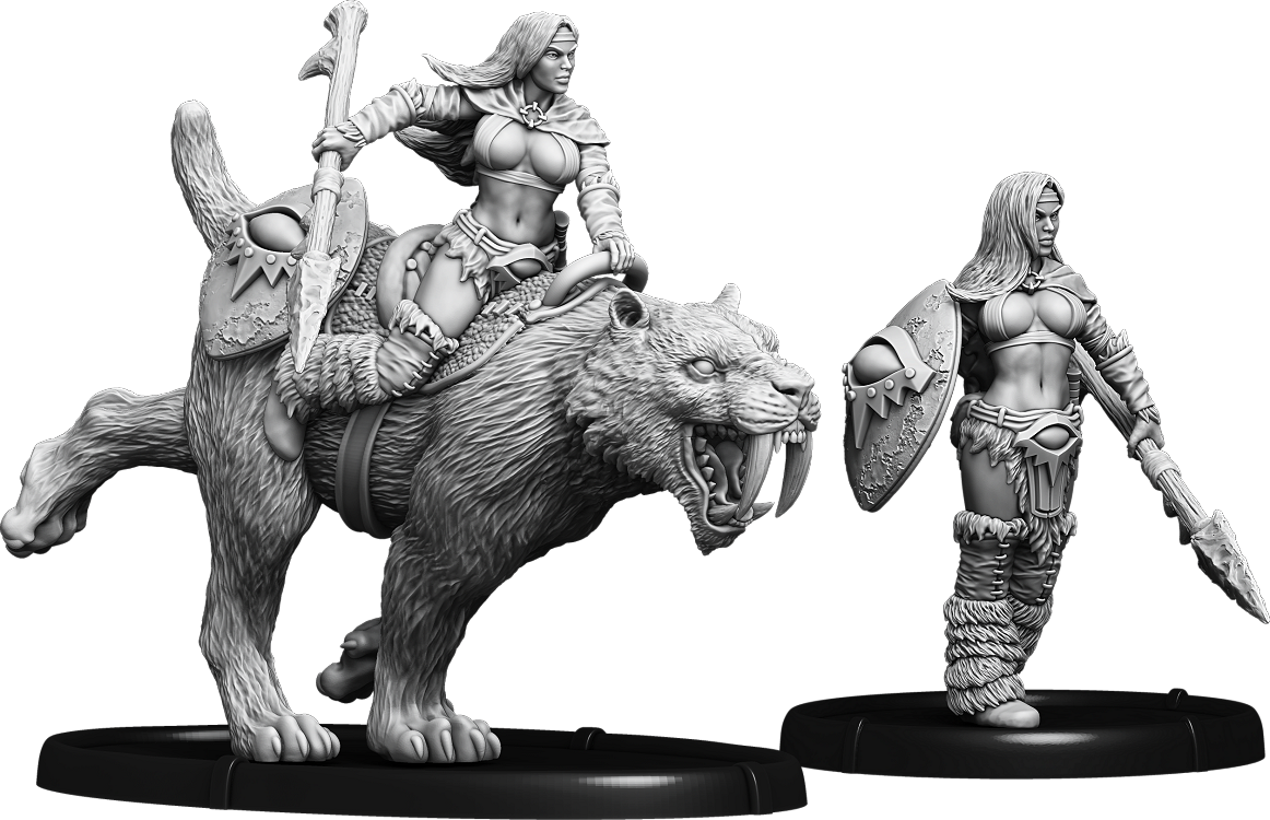 Shieldwall Aastrid, Thulean Raider Thuln on Foot and on Feleacx