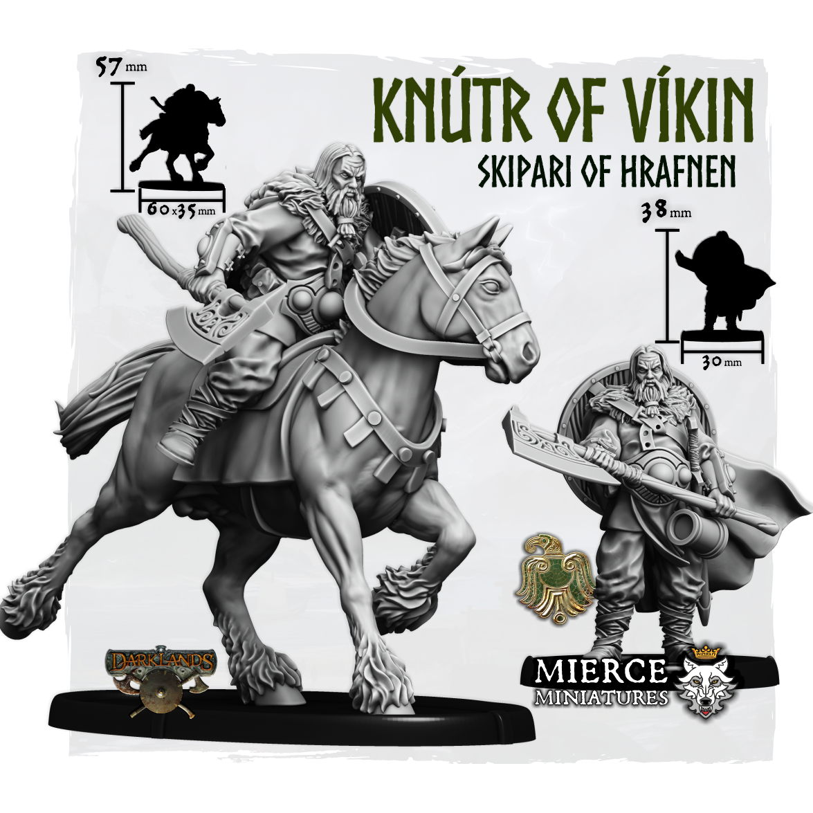 Unhelmed Knútr of Víkin, Skipari of Hrafnen on Foot and on Horse