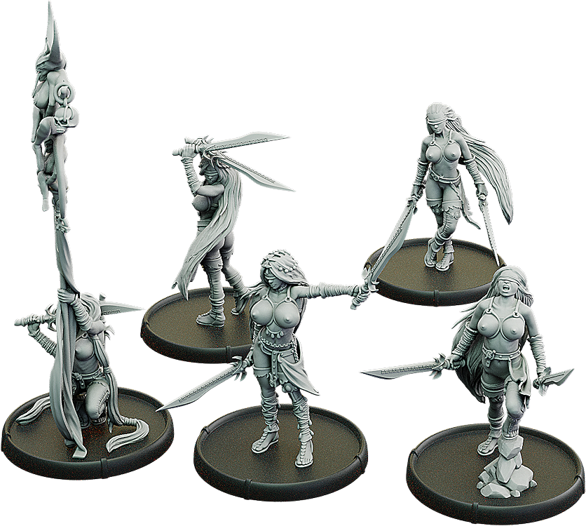 Euryalia's Blades, Falchions-Melusine Unit (5x warriors w cmd)