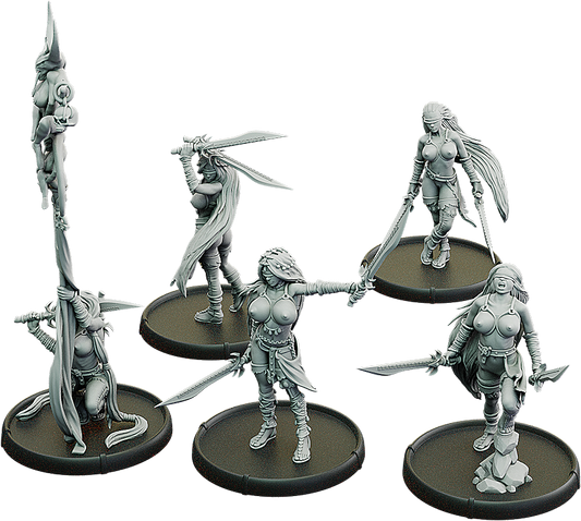 Euryalia's Blades, Falchions-Melusine Unit (5x warriors w cmd)