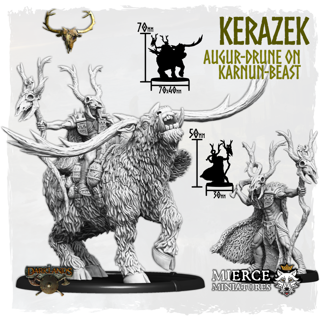 Kerazek, Augur-Drune on Foot and on Karnun-Beast
