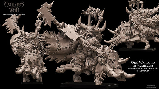 Orc Warlord on Boar with Two Axes