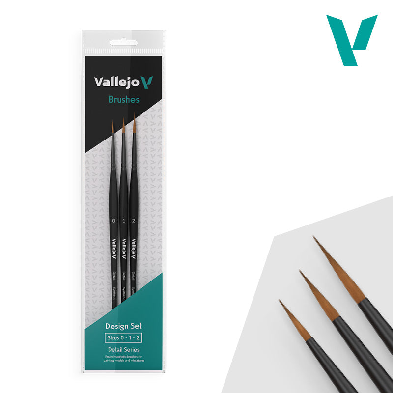 Vallejo Detail Brush Design Set (Sizes 0, 1, 2)