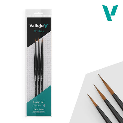 Vallejo Detail Brush Design Set (Sizes 0, 1, 2)