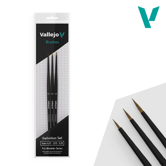 Vallejo Pro Modeller Brush Definition Set (4/0, 3/0, 2/0)