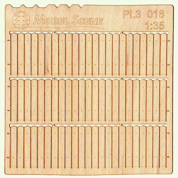 Model Scene - PL3-018 - Tall Short Wooden Picket Fence