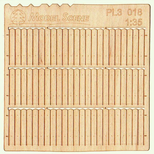 Model Scene - PL3-018 - Tall Short Wooden Picket Fence