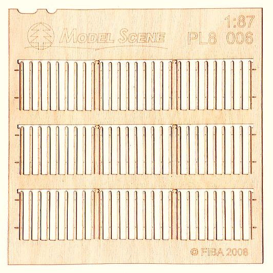 Model Scene - PL8-006 - Small Gapped Narrow Wooden Picket Fence